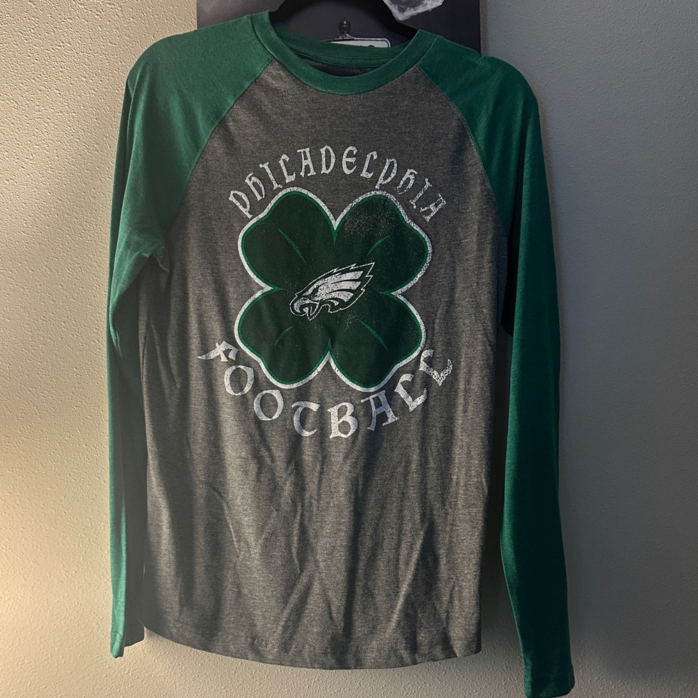 Philadelphia Football Green & Gray Raglan Long-Sleeve Shirt